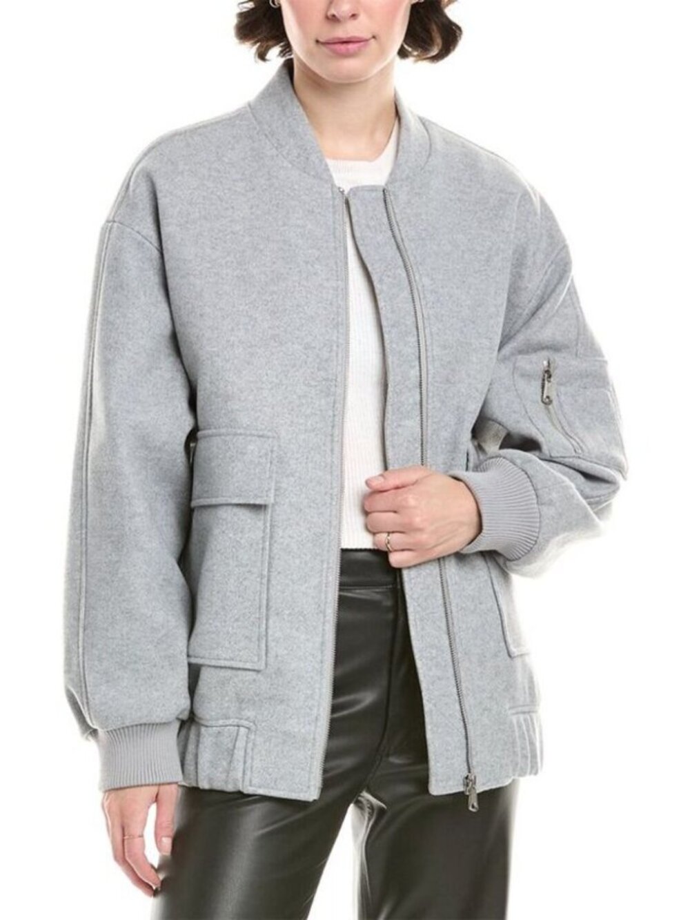 Bernardo Women’s Oversized Bomber Jacket Heather Gray